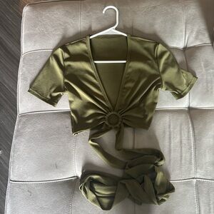 green top with keyhole and wrap around tie - price negotiable moving